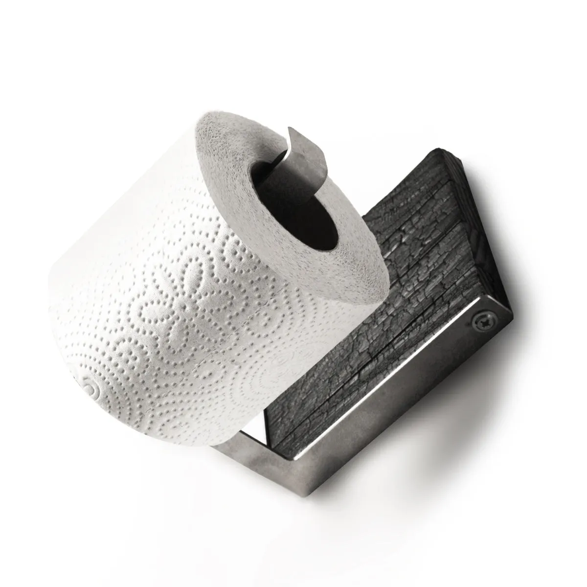 Toilet paper holder burned wood