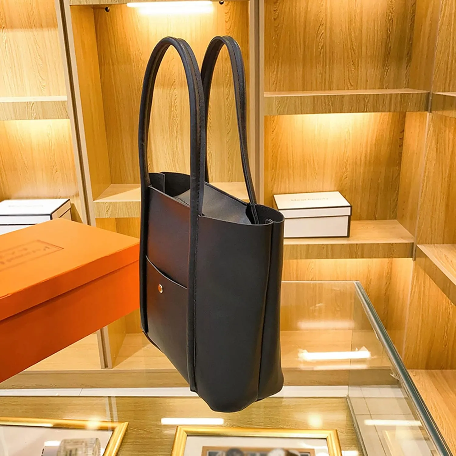 Tote Bag For Women Elegant Leather Solid Color Shoulder Bag Zipper Plus Large Bag Hand Bag For Travel Essential G