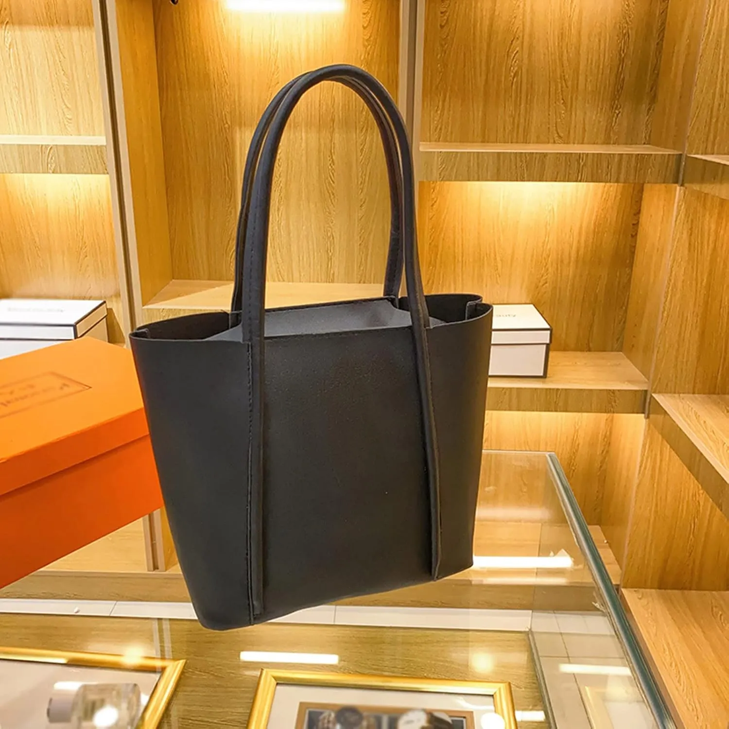 Tote Bag For Women Elegant Leather Solid Color Shoulder Bag Zipper Plus Large Bag Hand Bag For Travel Essential G