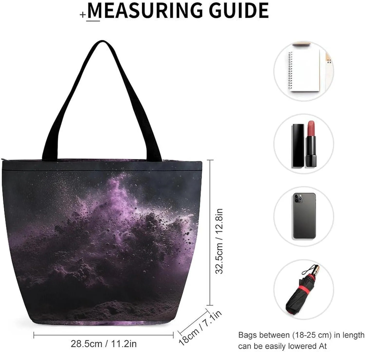 Tote Bag for Women Grocery Bag Purple Flower Foldable Shopping Bags Reusable Large Tote Bag