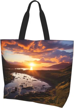 Tote Bag for Women Grocery Bag Reusable Shopping Bag Bird resting on branch Handbag Foldable Shoulder Bag