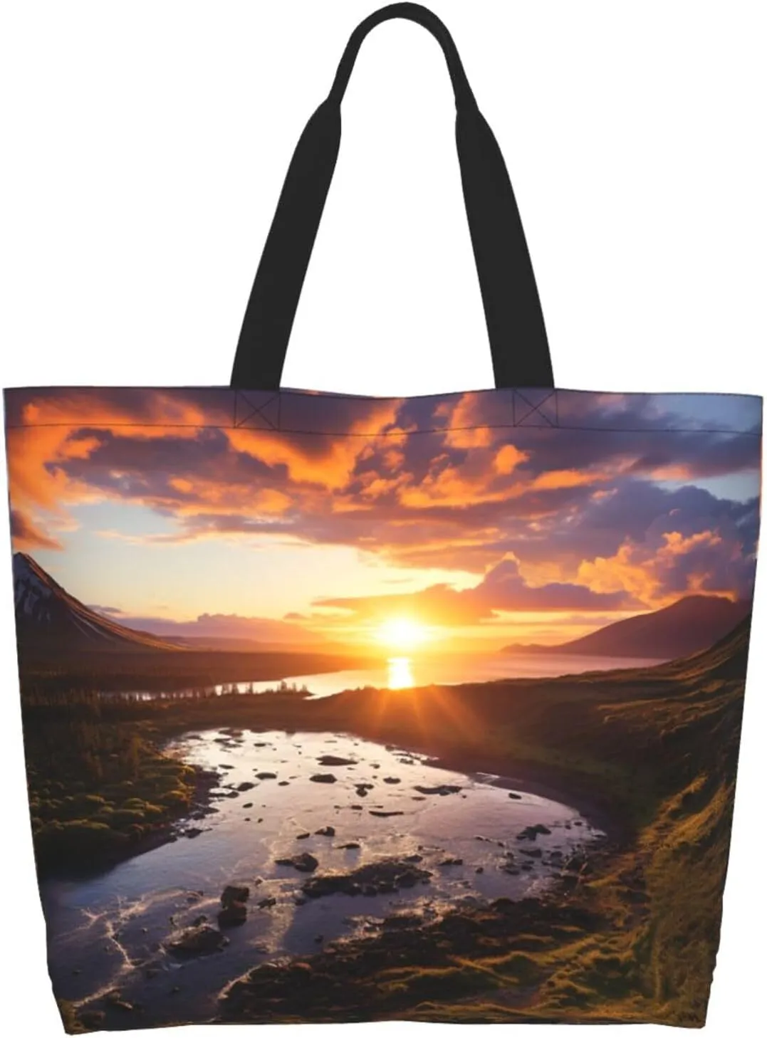 Tote Bag for Women Grocery Bag Reusable Shopping Bag Bird resting on branch Handbag Foldable Shoulder Bag