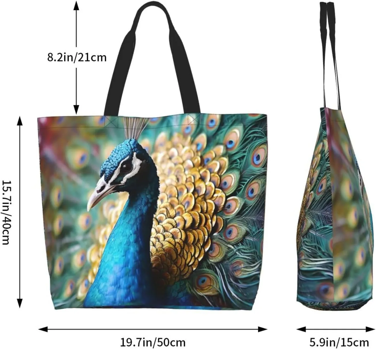 Tote Bag for Women Grocery Bag Reusable Shopping Bag Bird resting on branch Handbag Foldable Shoulder Bag