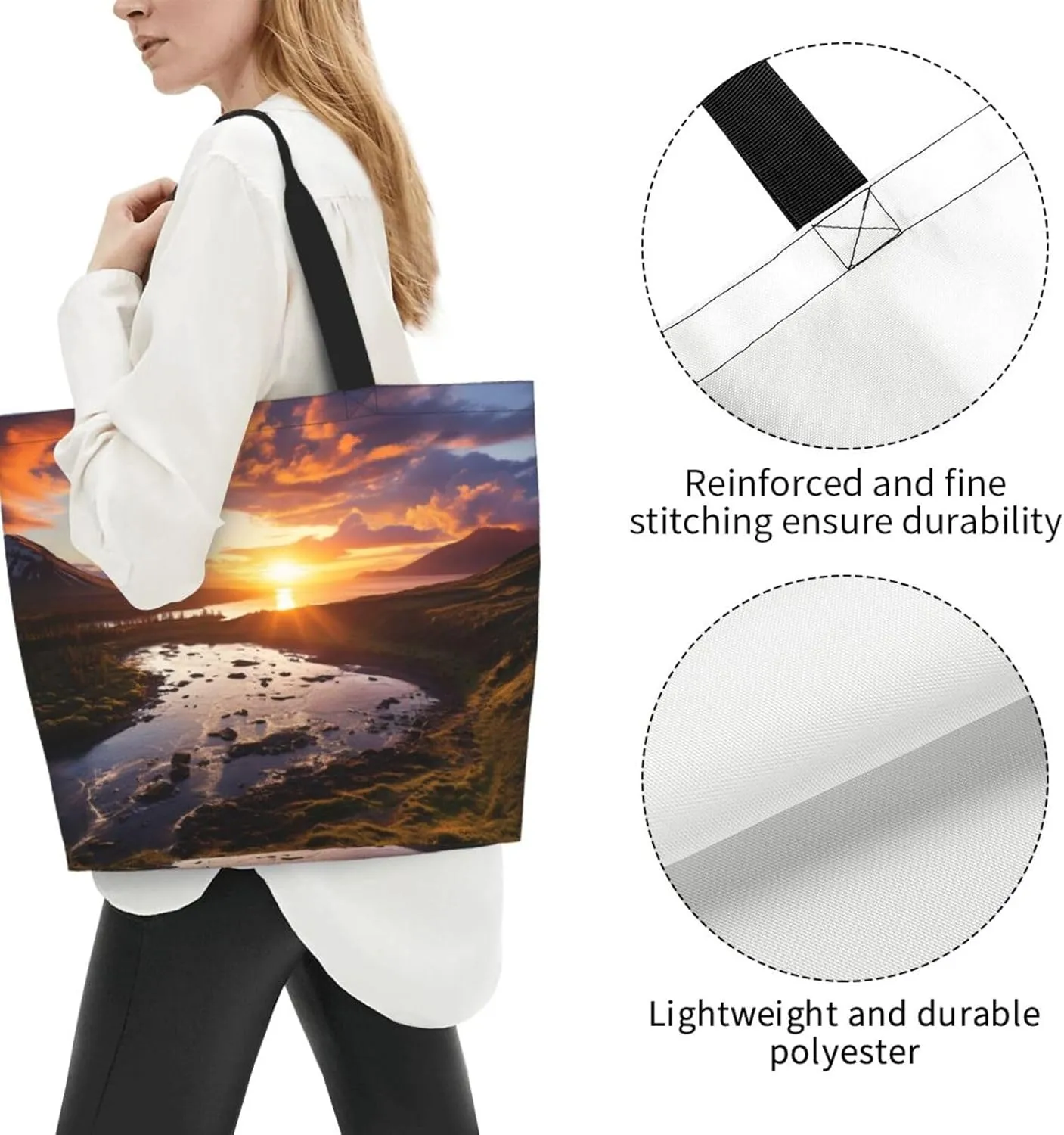 Tote Bag for Women Grocery Bag Reusable Shopping Bag Bird resting on branch Handbag Foldable Shoulder Bag
