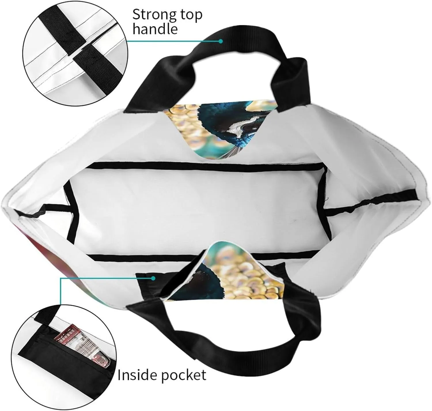 Tote Bag for Women Grocery Bag Reusable Shopping Bag Bird resting on branch Handbag Foldable Shoulder Bag