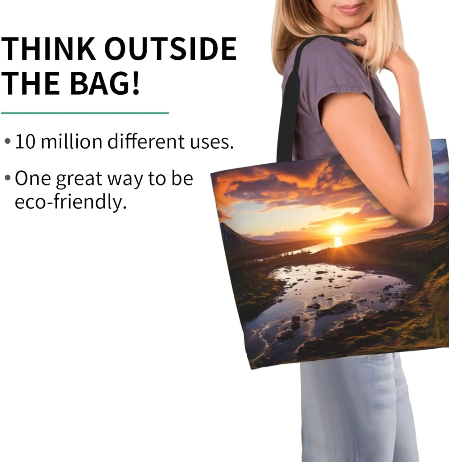 Tote Bag for Women Grocery Bag Reusable Shopping Bag Bird resting on branch Handbag Foldable Shoulder Bag