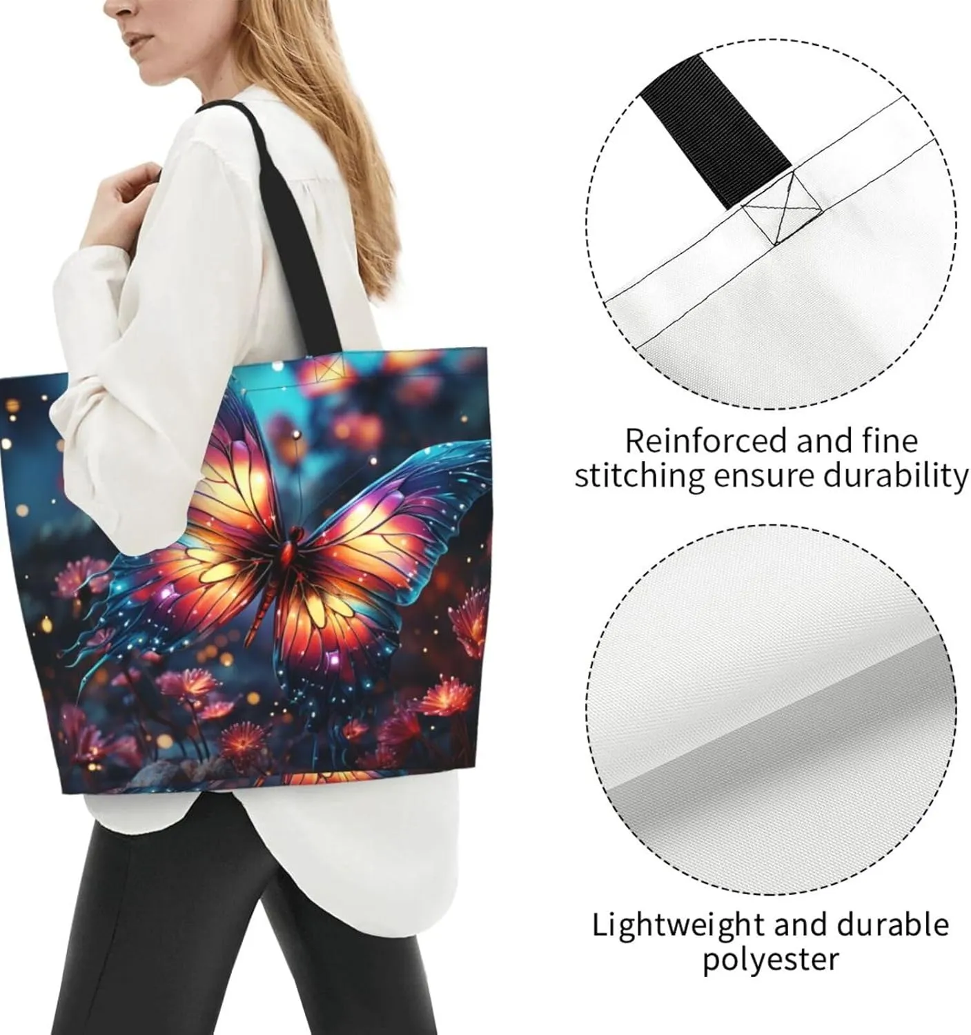 Tote Bag for Women Grocery Bag Reusable Shopping Bag Cartoon Dinosaur Images Handbag Foldable Shoulder Bag