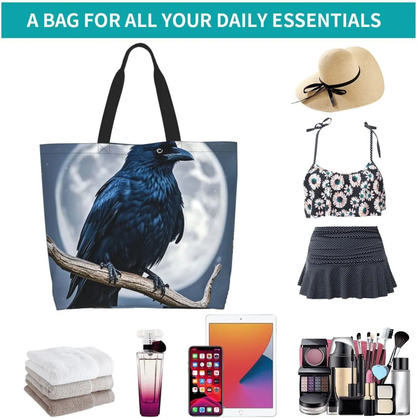 Tote Bag for Women Northern Lights Grocery Bag Foldable Shopping Bags Reusable Large Tote Bag