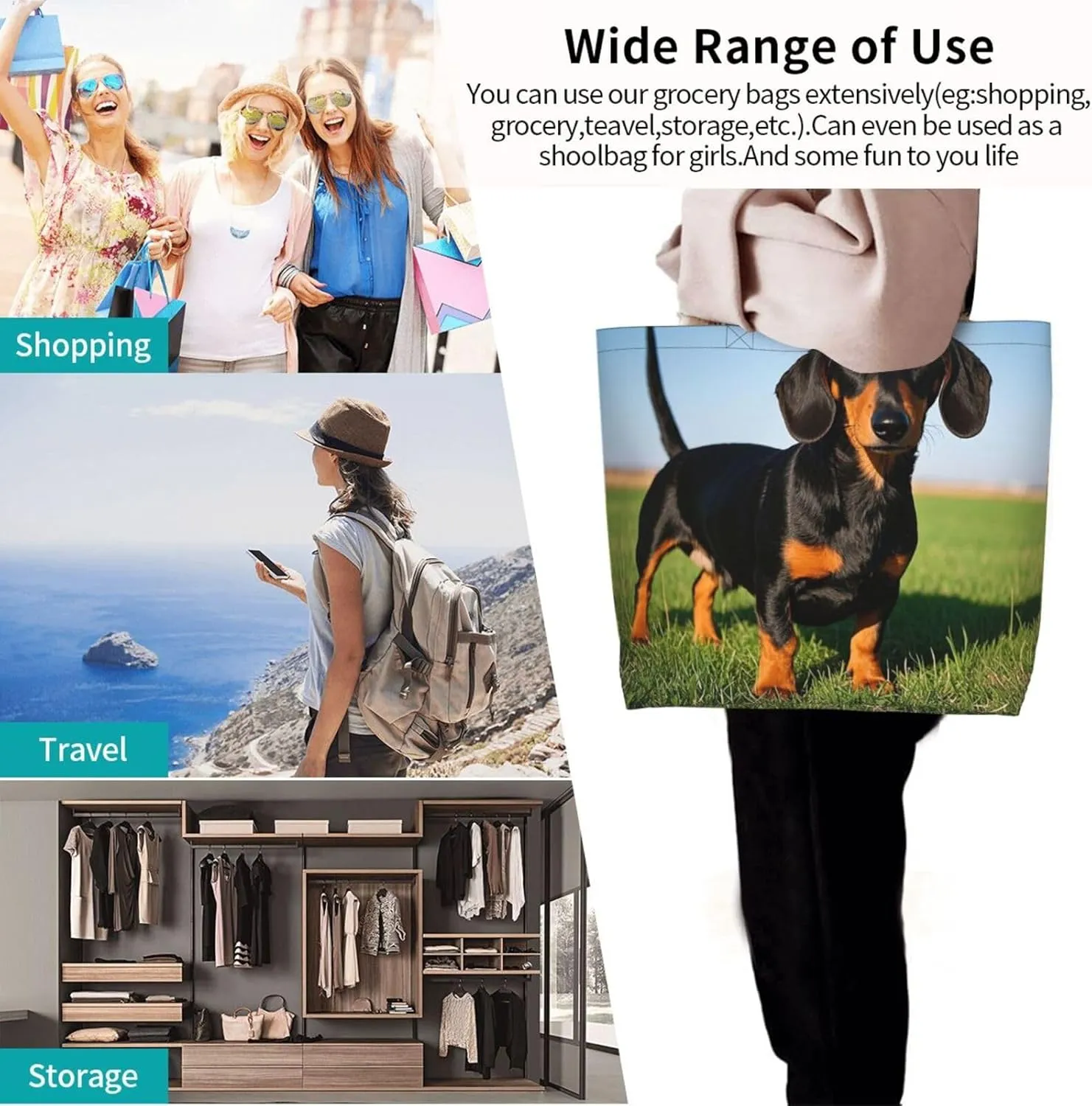 Tote Bag for Women Northern Lights Grocery Bag Foldable Shopping Bags Reusable Large Tote Bag