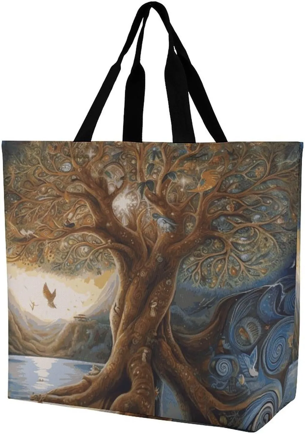 Tree of Life Tote Bag for Women Reusable Eco-friendly Shopping Bags Large Capacity Shoulder Bag