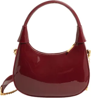 Trendy Patent Leather Hobos Handbag Purse for Women Shoulder Crossbody Bag Retro Totes with Removable Strap