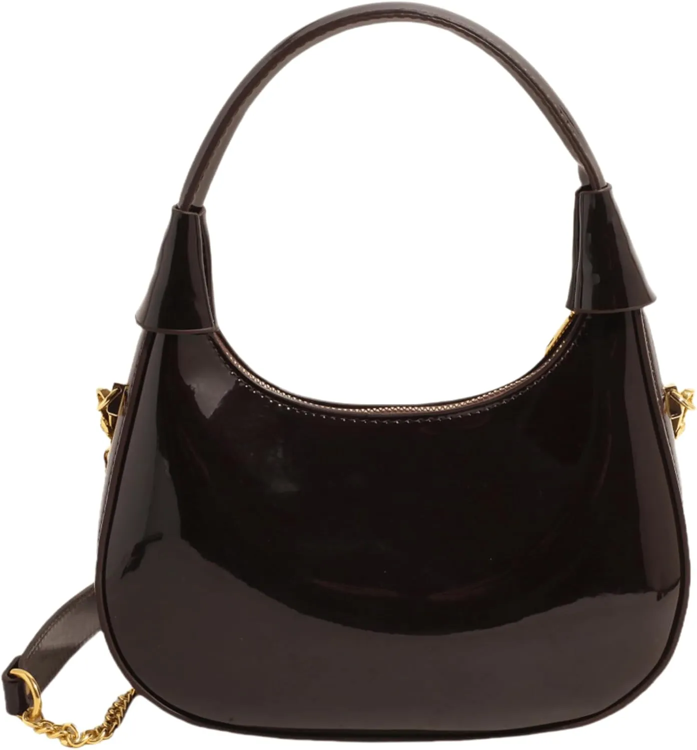 Trendy Patent Leather Hobos Handbag Purse for Women Shoulder Crossbody Bag Retro Totes with Removable Strap