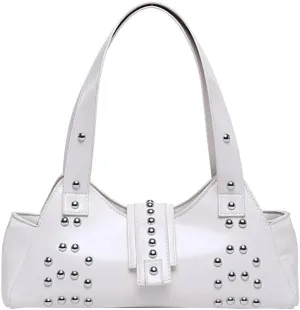 Trendy Vegan Leather Shoulder Bags For Women Studded Hobo Bag For Travel Womens Y2K Underarm Purse Small Punk Tote Handbag