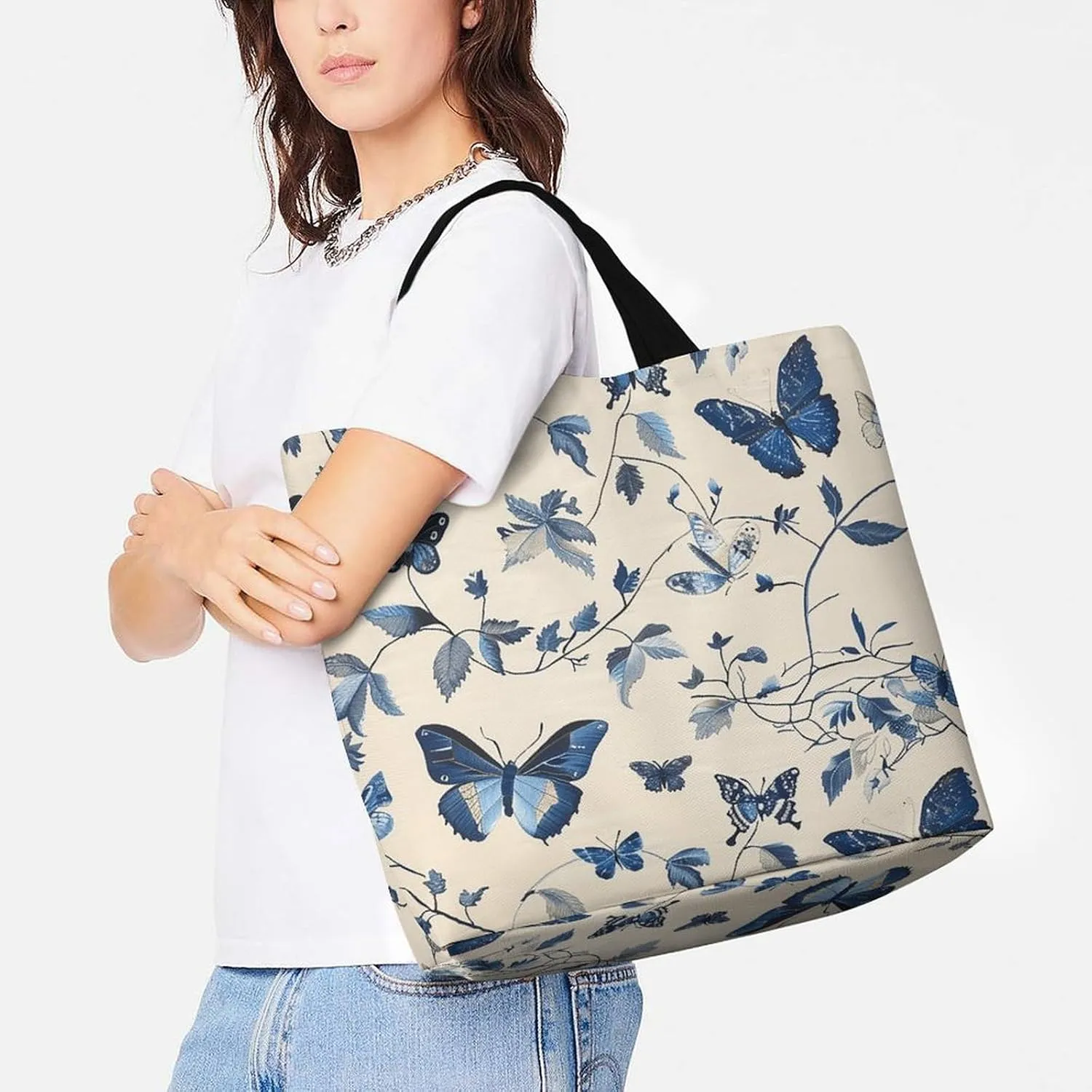 Usa Flag Beach Bag Reusable Tote Bag Foldable Grocery Bags Women Shopping Bags for Daily Essentials