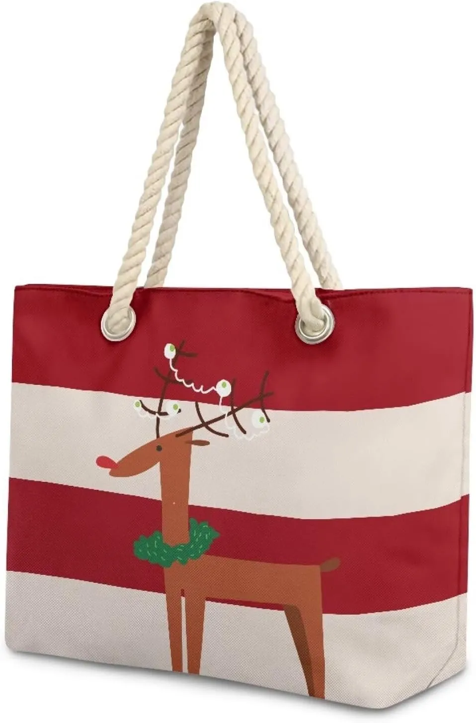 Vacation Beach Bag for Ladiess Women Medium Casual Travel Tote Bag Swim Pool Totes Bag with Hemp Rope Handle