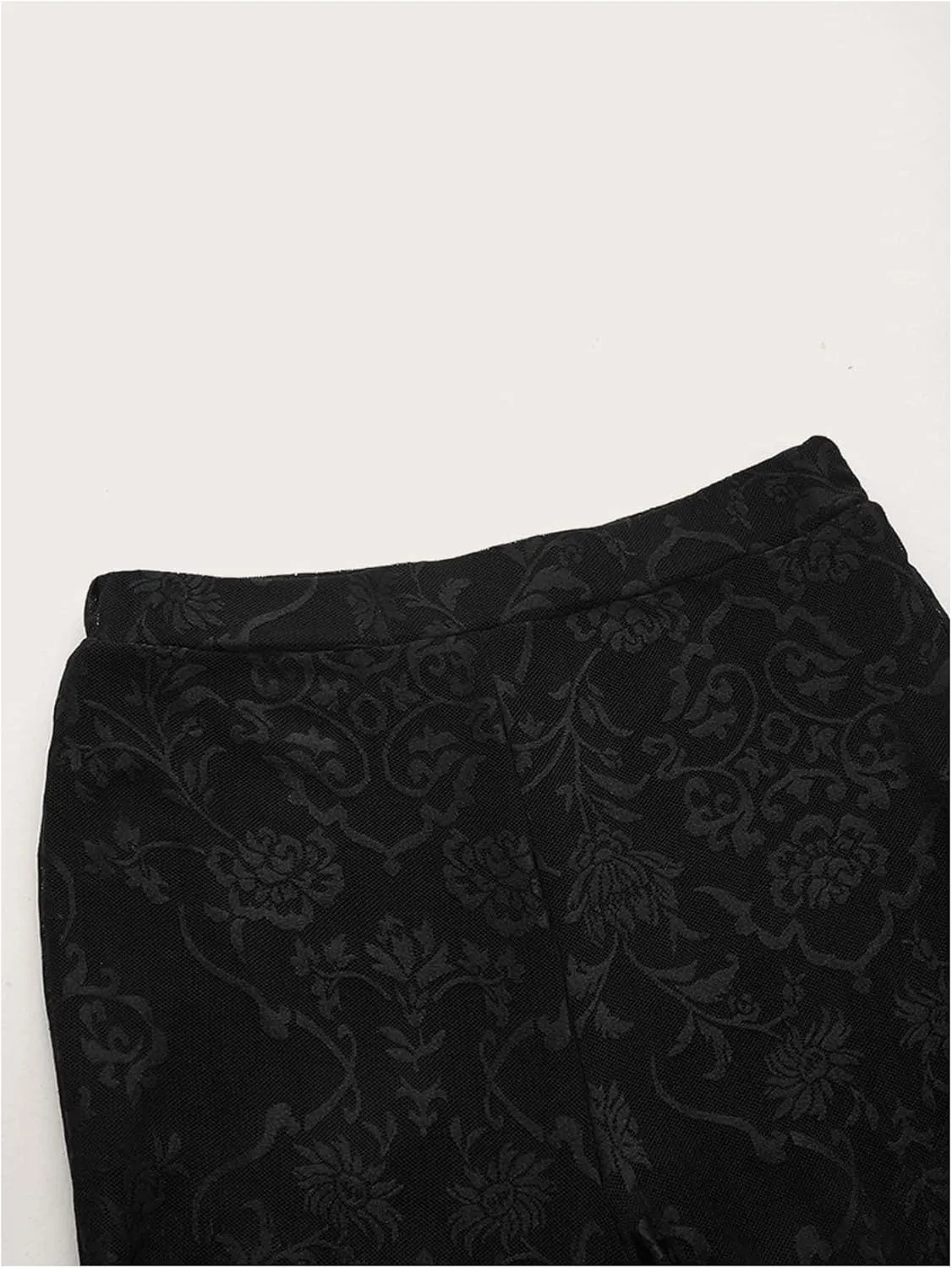 Verdusa Women's Bell Bottom Wide Leg Lace Pants Y2K Mesh Goth Flare Pants Party Clubwear