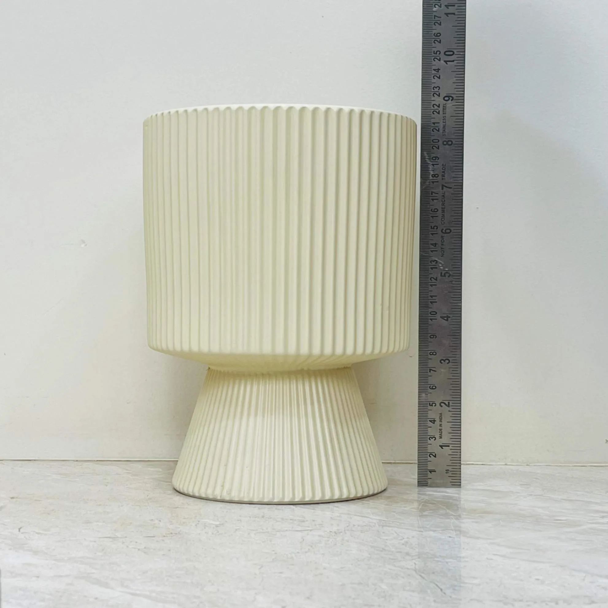 Vintage-Inspired Ribbed Ceramic Planter