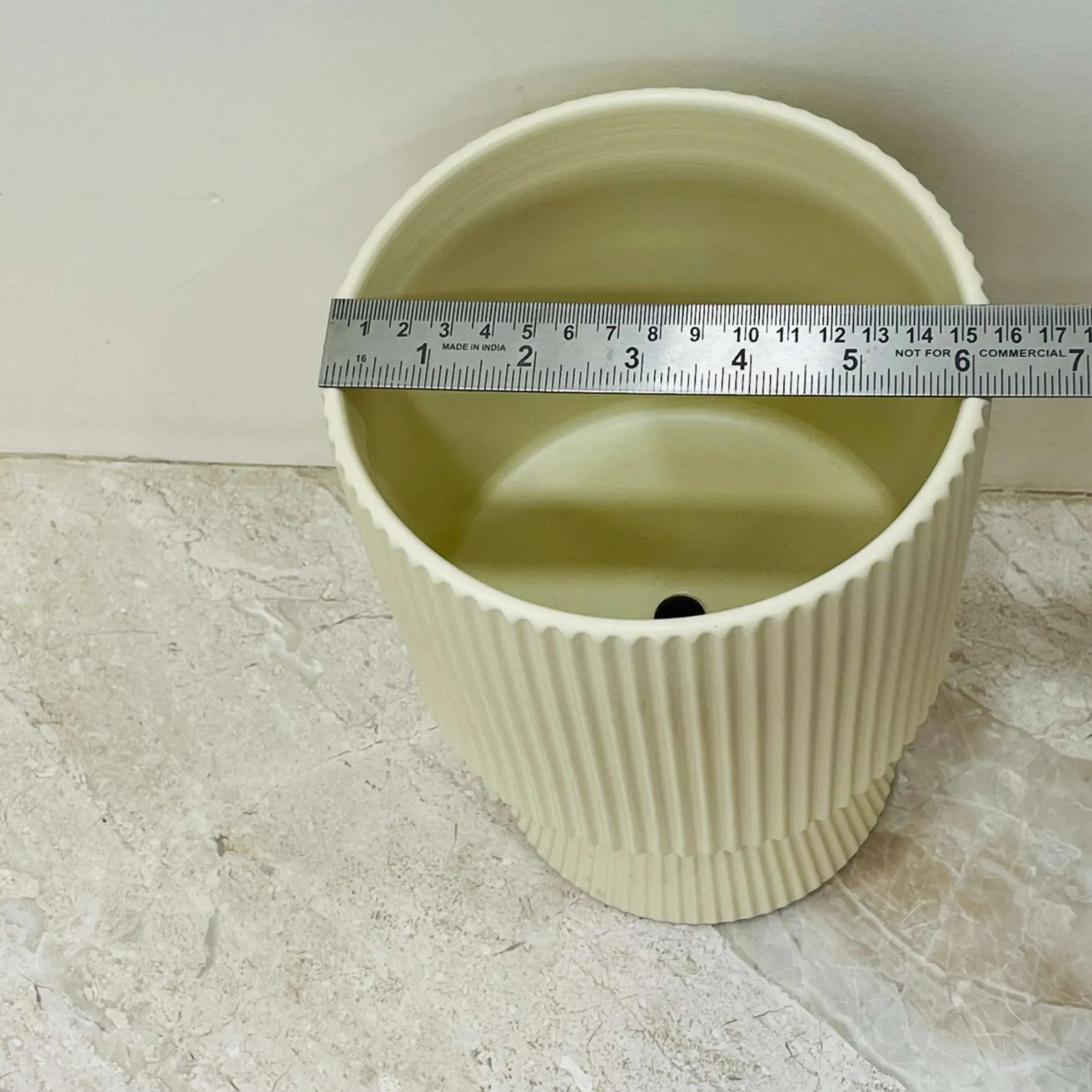 Vintage-Inspired Ribbed Ceramic Planter