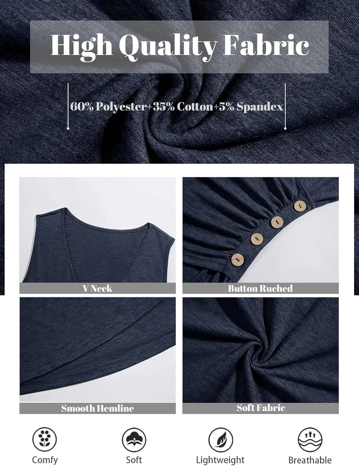 Wihion Women Sleeveless Blouse Wrap Tank Tops V Neck Ruched Tops Cross Front Surplice Wrap Shirts