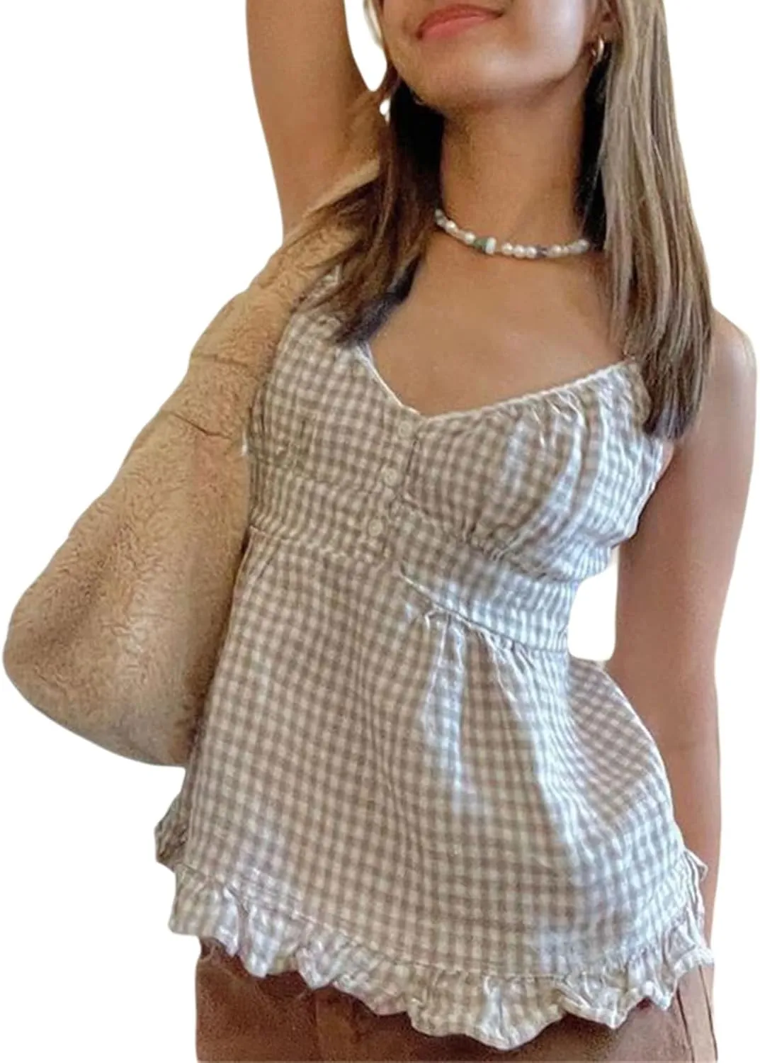 Women Fairy Grunge Y2k Shirts Square Neck Lace Patchwork Tops Vintage Goth Aesthetic Tank Tops