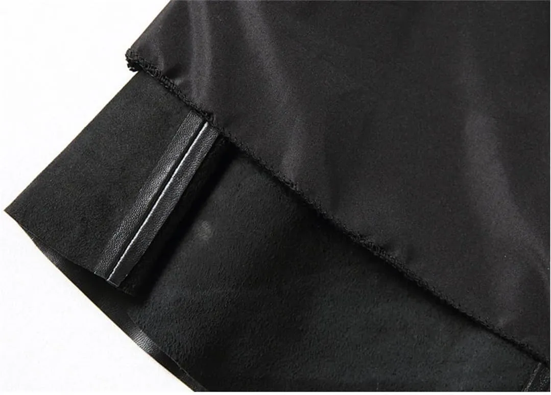 Women Genuine Leather High Waist Midi Skirt Black Long Real Skin Customer Pleated Plus Size Skirt