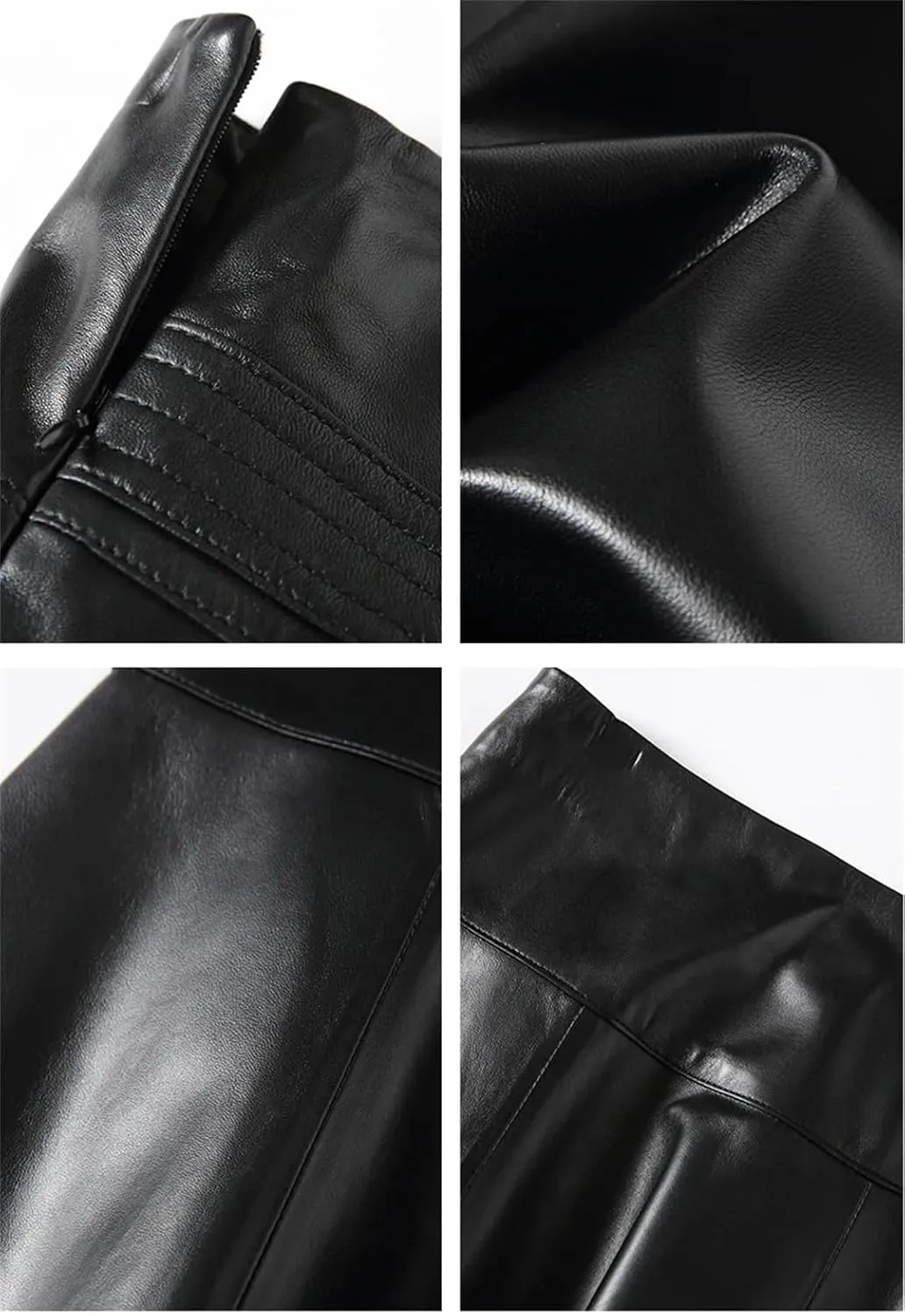 Women Genuine Leather High Waist Midi Skirt Black Long Real Skin Customer Pleated Plus Size Skirt