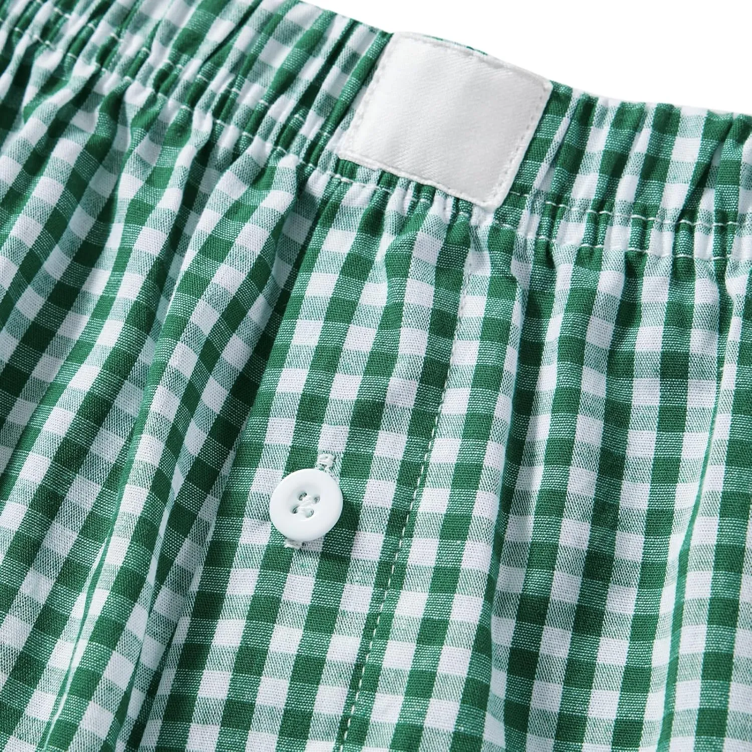 Women Gingham Boxer Shorts Y2k Cute Stripes Plaid Button Elastic Waist Lounge Boxers