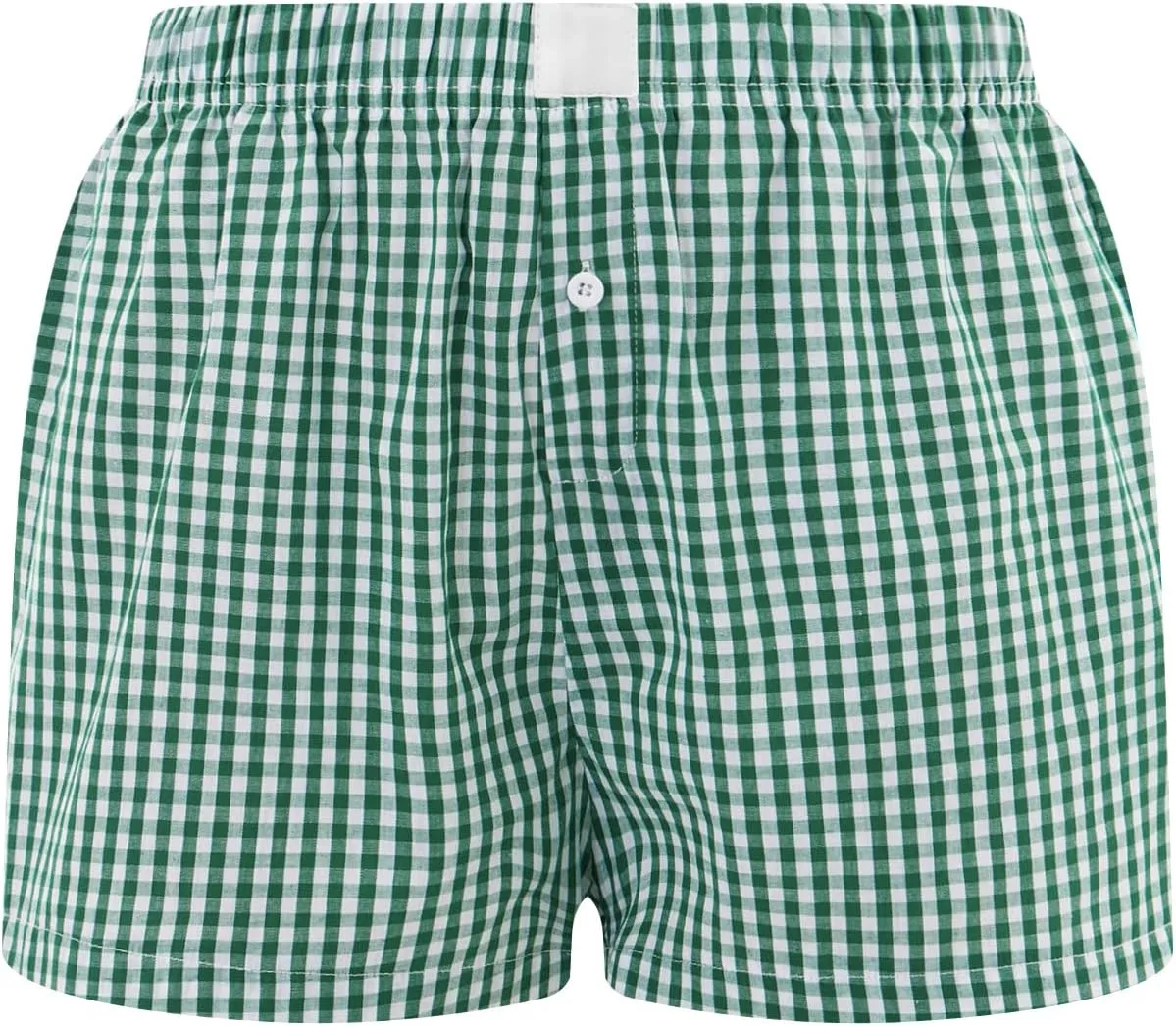 Women Gingham Boxer Shorts Y2k Cute Stripes Plaid Button Elastic Waist Lounge Boxers