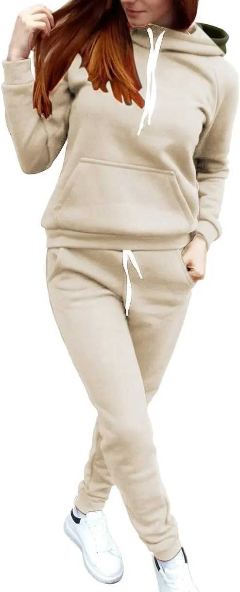 Women's 2 Piece Lounge Sets Long Sleeve V Neck Vintage Sweater Two Piece Travel Outfits Sweatsuits Sweatsuit