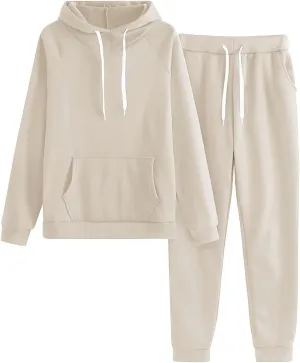 Women's 2 Piece Lounge Sets Long Sleeve V Neck Vintage Sweater Two Piece Travel Outfits Sweatsuits Sweatsuit