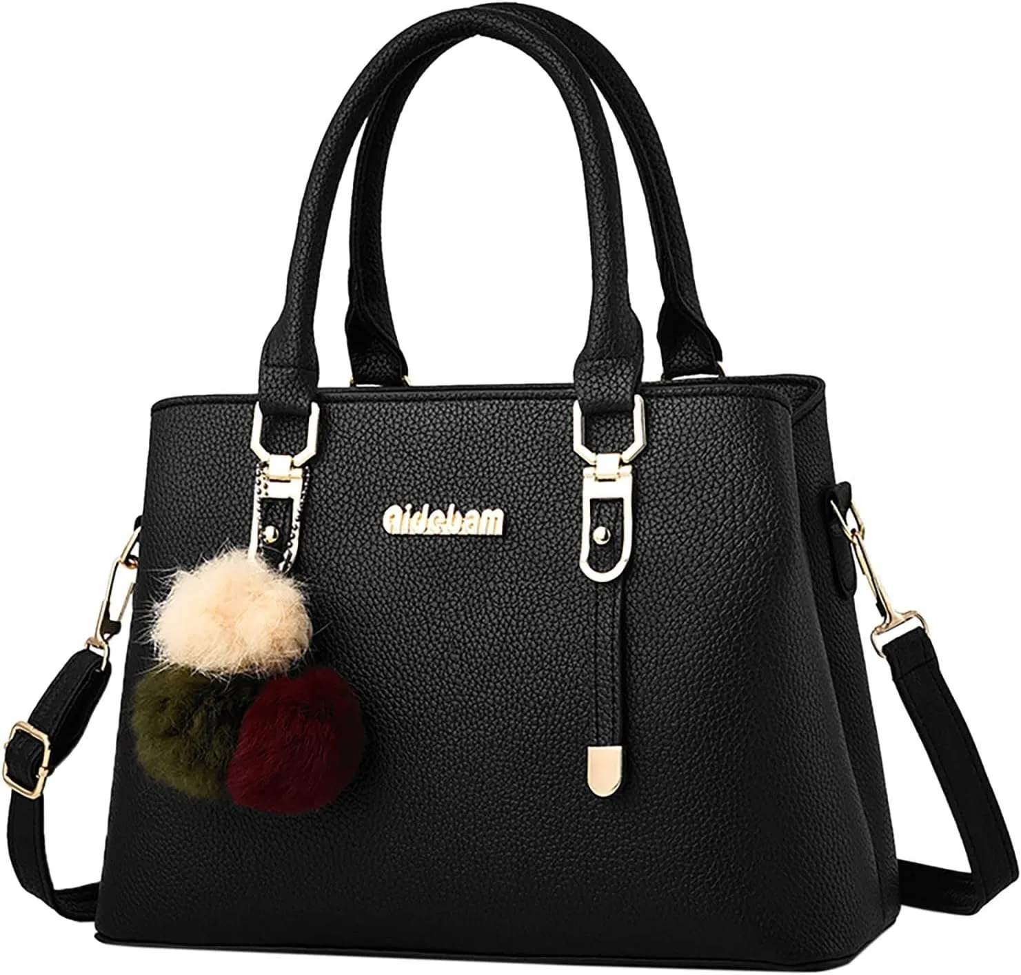 Womens Bag Elegant Casual Leather Messenger Bags Large Capacity Handbag Fashion Women Shoulder Bags (Black, One Size)