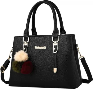 Womens Bag Elegant Casual Leather Messenger Bags Large Capacity Handbag Fashion Women Shoulder Bags (Black, One Size)