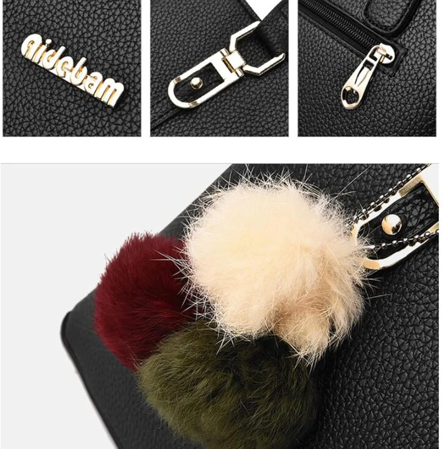 Womens Bag Elegant Casual Leather Messenger Bags Large Capacity Handbag Fashion Women Shoulder Bags (Black, One Size)