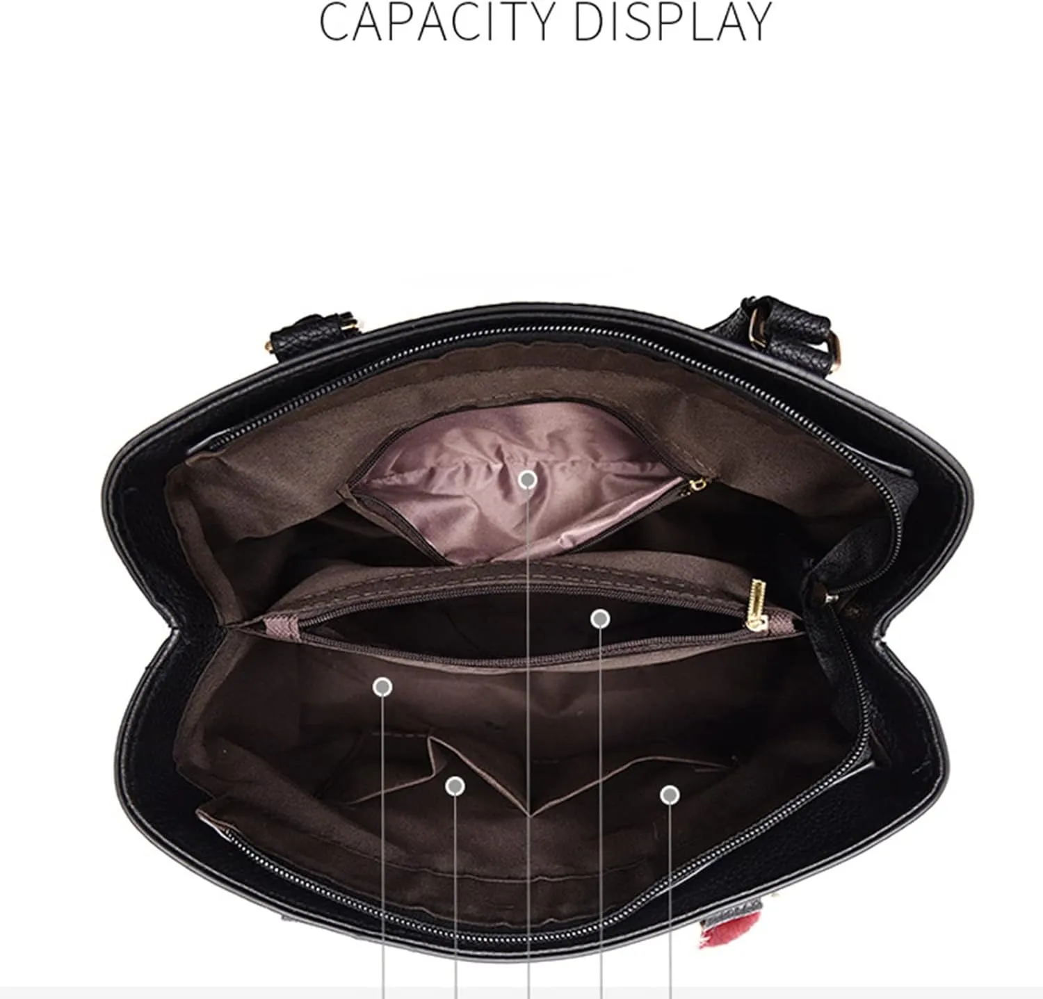 Womens Bag Elegant Casual Leather Messenger Bags Large Capacity Handbag Fashion Women Shoulder Bags (Black, One Size)