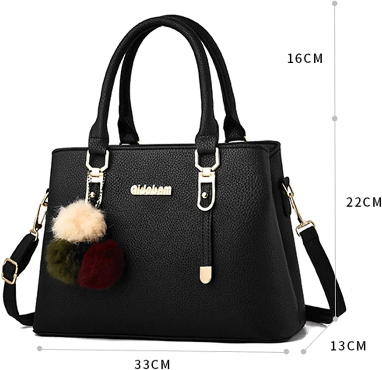 Womens Bag Elegant Casual Leather Messenger Bags Large Capacity Handbag Fashion Women Shoulder Bags (Black, One Size)