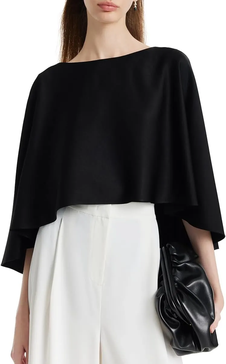 Women's Capelet Chiffon Shawl and Wraps for Evening Dress Wedding Cape Cover Up