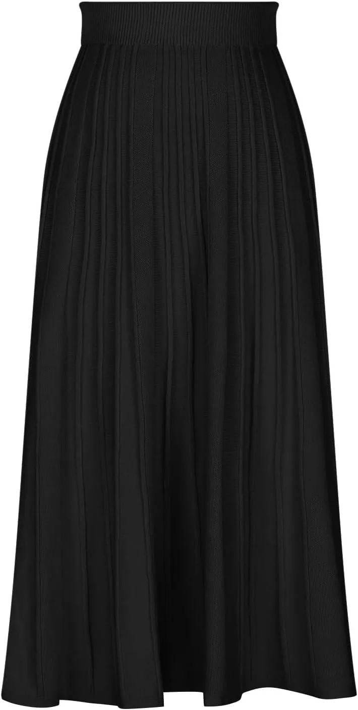 Women's Casual Knitted Skirts Simple Plain Ribbed Midi Skirts Trendy Y2K Fall Winter Going Out Basic Long Skirt 2024