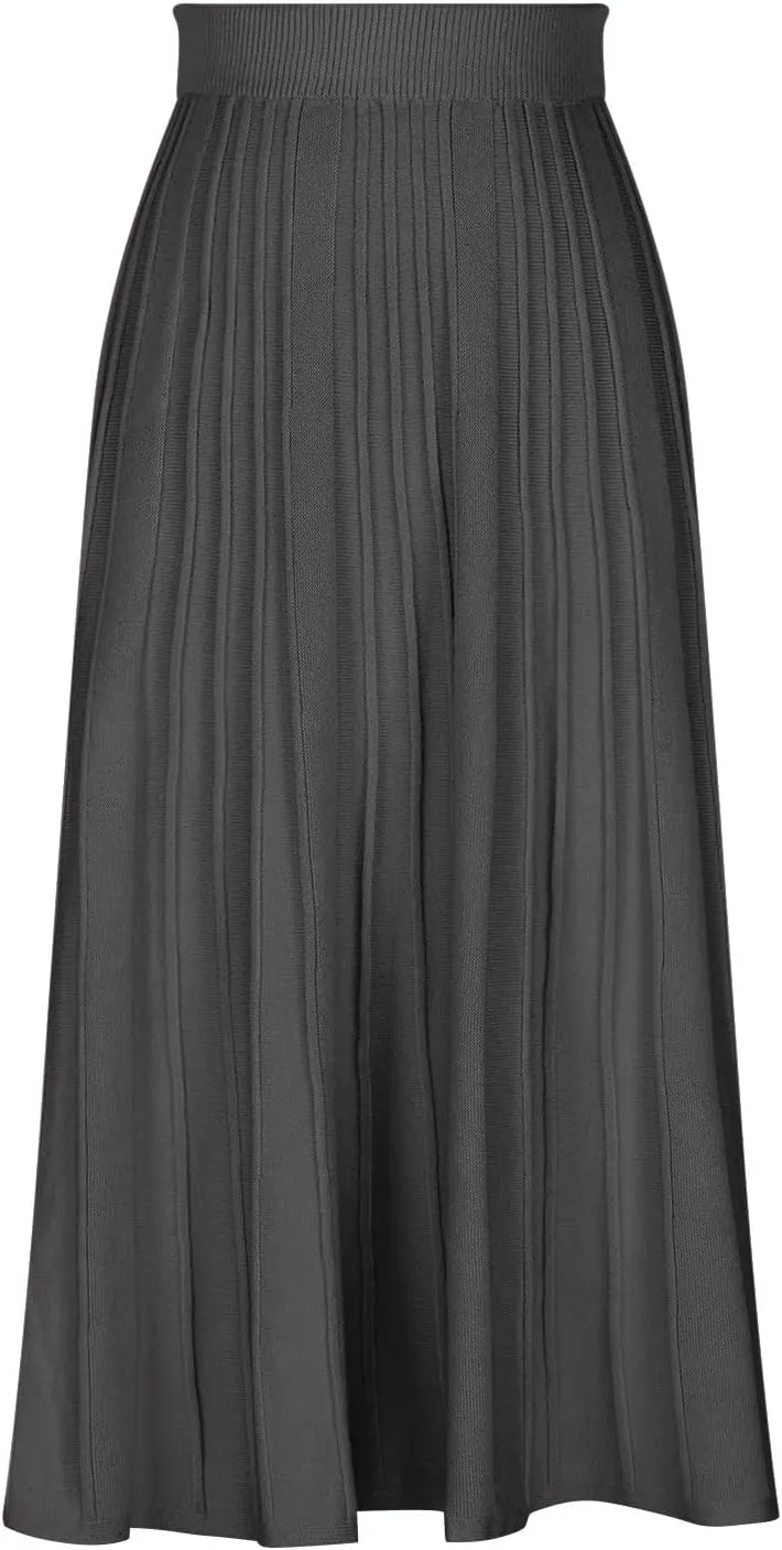 Women's Casual Knitted Skirts Simple Plain Ribbed Midi Skirts Trendy Y2K Fall Winter Going Out Basic Long Skirt 2024