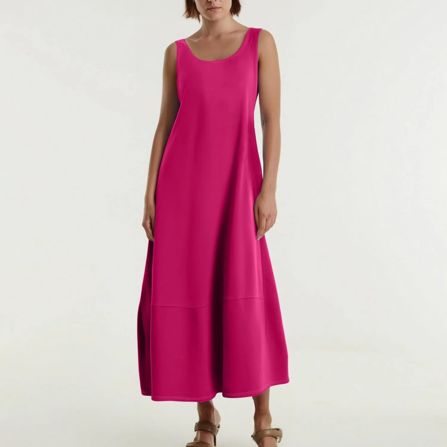 Women's Casual Maxi Sundress 2025 Summer Beach Dress Scoop Neck Sleeveless Loose Tank Dress