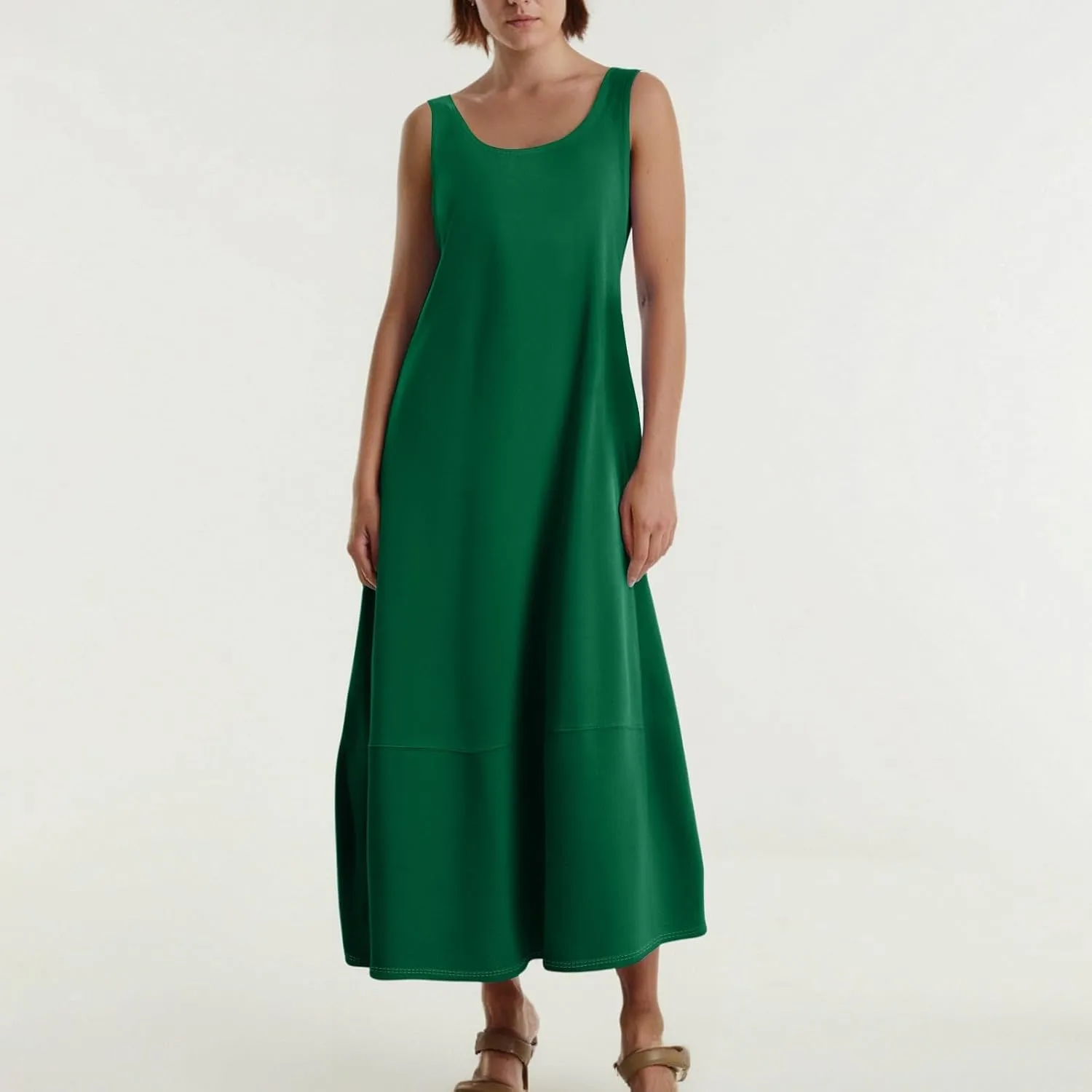 Women's Casual Maxi Sundress 2025 Summer Beach Dress Scoop Neck Sleeveless Loose Tank Dress