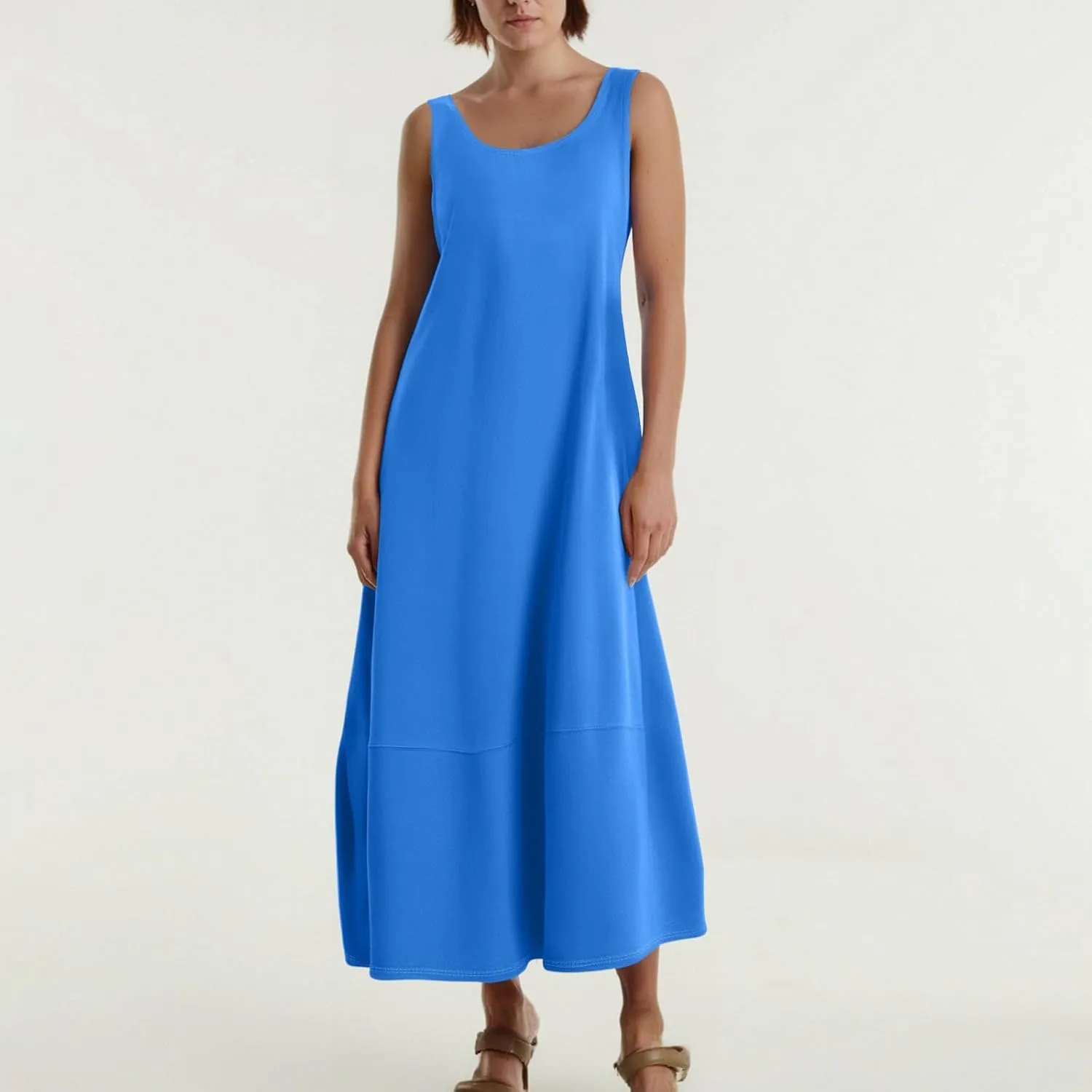 Women's Casual Maxi Sundress 2025 Summer Beach Dress Scoop Neck Sleeveless Loose Tank Dress