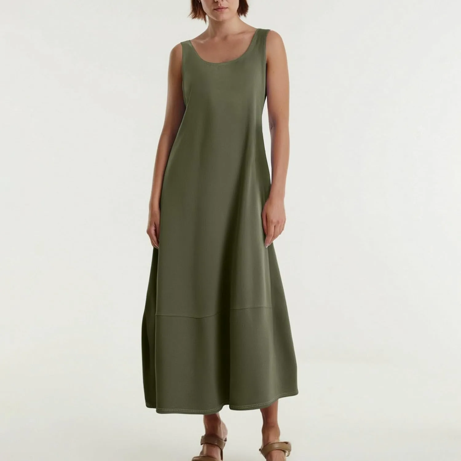 Women's Casual Maxi Sundress 2025 Summer Beach Dress Scoop Neck Sleeveless Loose Tank Dress