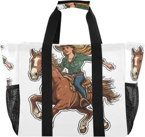 Women's Cowboy Competition Large Beach Bags for Women & Men,Waterproof Sandproof Beach Tote Swim Pool Bag for Pool Gym Grocery Travel