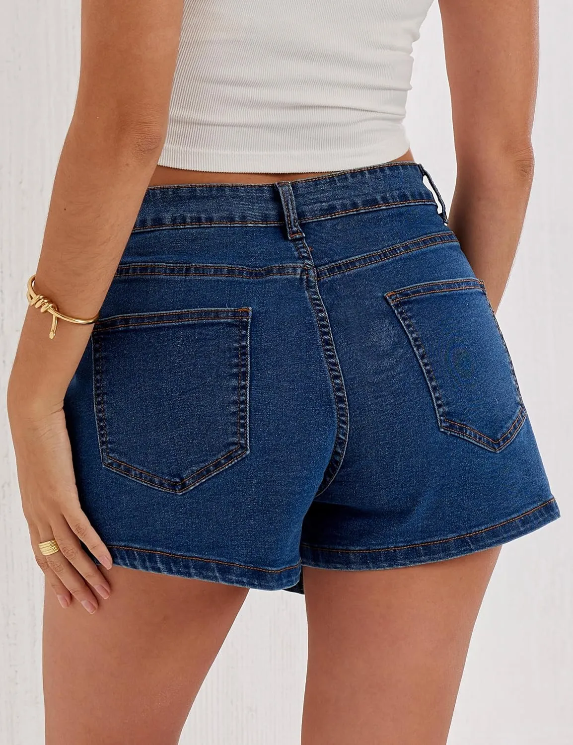 Womens Denim Skorts Stretchy High Waisted Jean Skort for Women Trendy Asymmetrical Mini Skirt with Shorts and Pockets