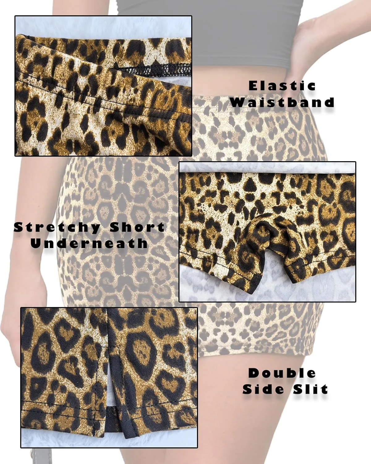 Women's Double Slit High Waisted Mini Skort Stretchy Bodycorn Y2k Club 2025 Pencil Short Skirt with Underneath