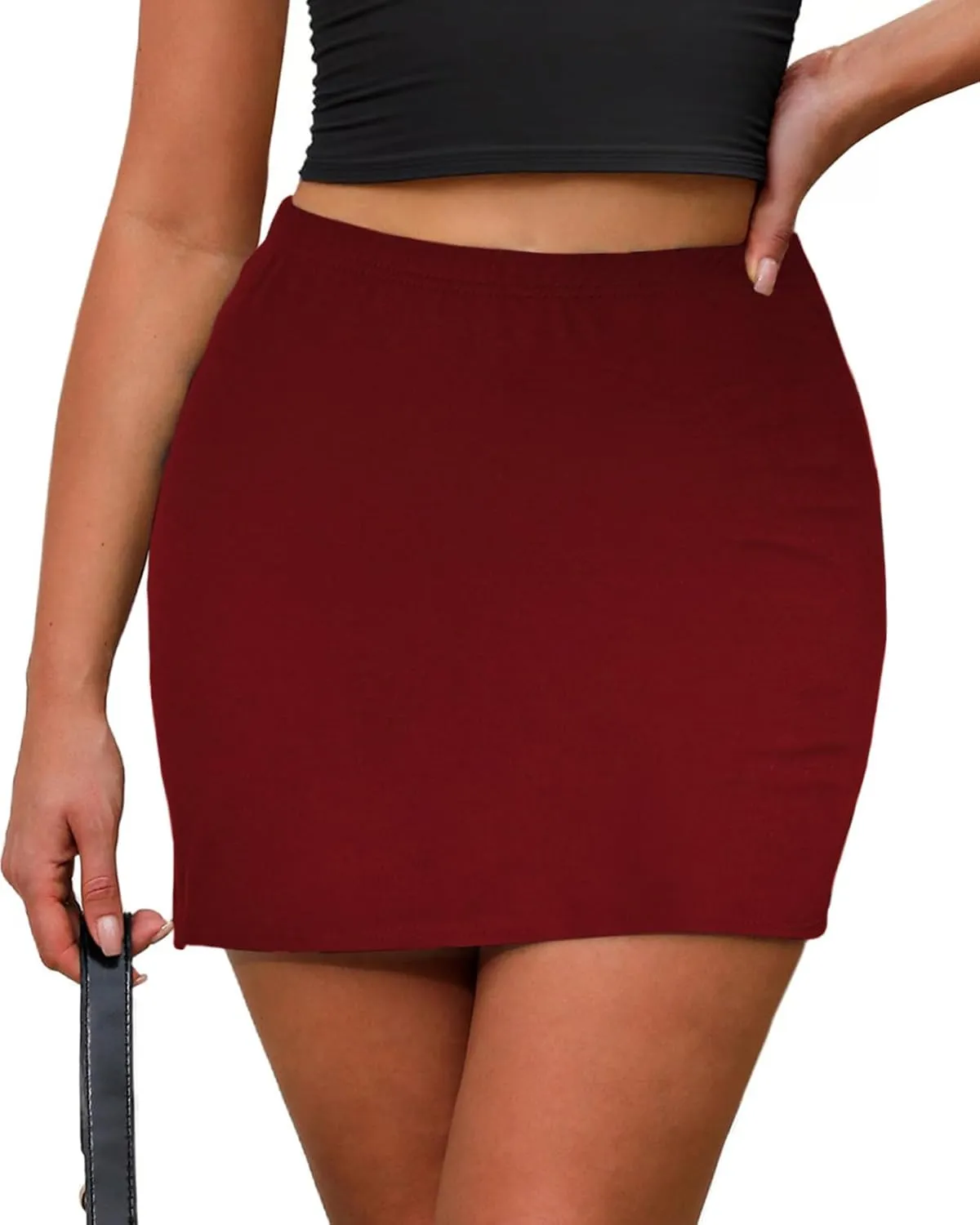 Women's Double Slit High Waisted Mini Skort Stretchy Bodycorn Y2k Club 2025 Pencil Short Skirt with Underneath
