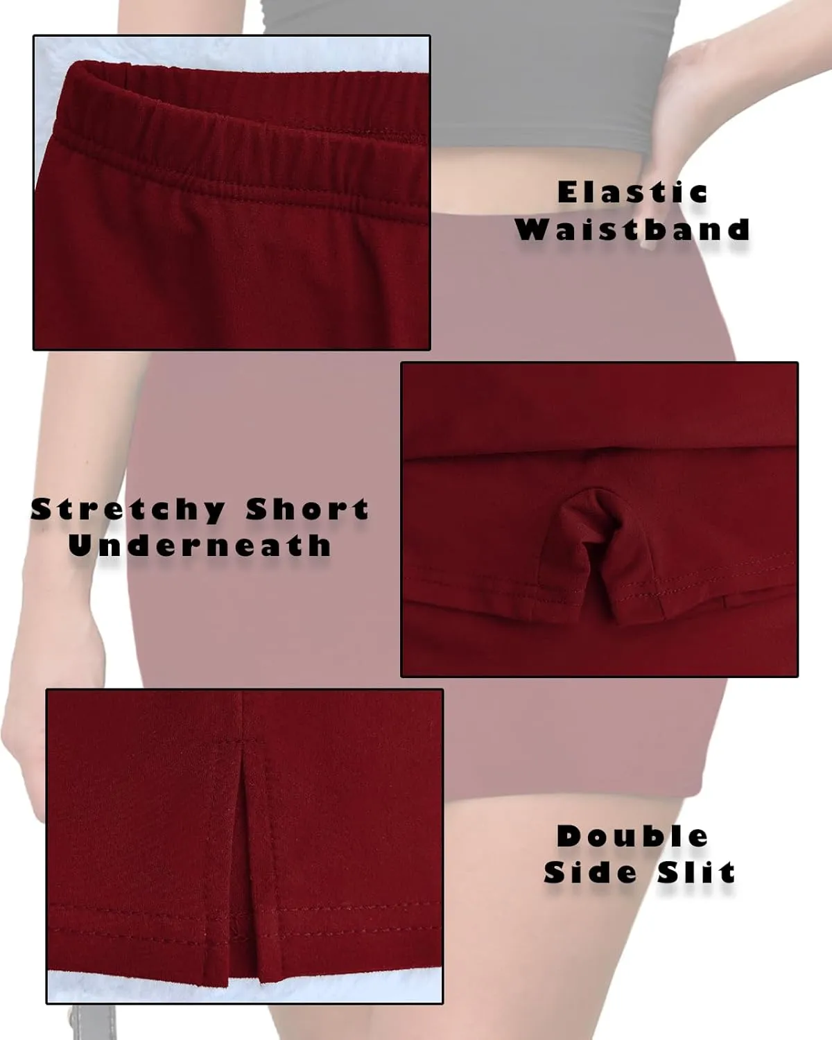 Women's Double Slit High Waisted Mini Skort Stretchy Bodycorn Y2k Club 2025 Pencil Short Skirt with Underneath
