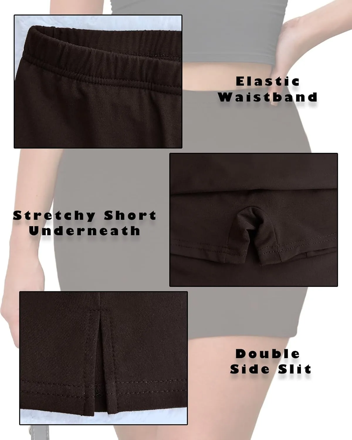 Women's Double Slit High Waisted Mini Skort Stretchy Bodycorn Y2k Club 2025 Pencil Short Skirt with Underneath