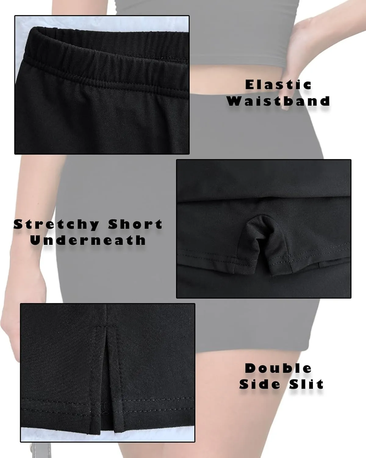 Women's Double Slit High Waisted Mini Skort Stretchy Bodycorn Y2k Club 2025 Pencil Short Skirt with Underneath