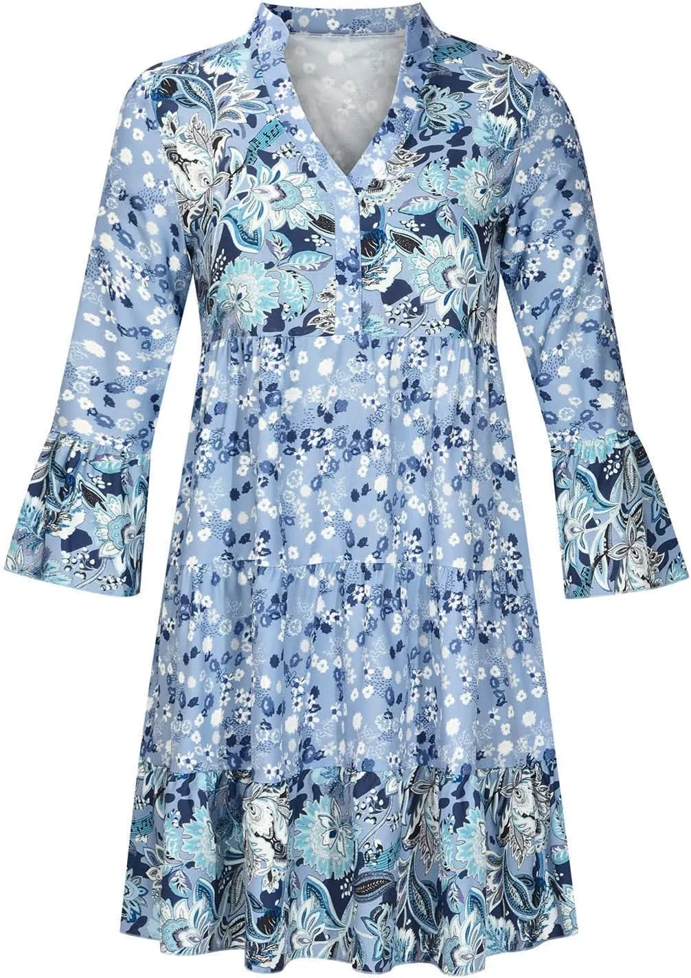 Womens Fall Dresses 2024 Boho Floral Ruffle Long Sleeve Maxi Dress Casual Flowy Swing Tiered Cocktail Party Dresses